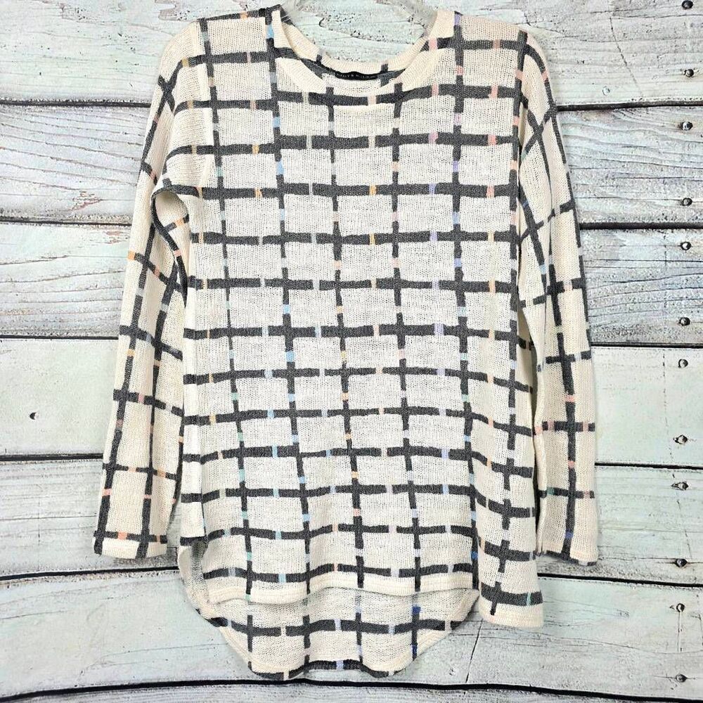 Nally & Millie Small Grid Knit Top Made USA Sweater